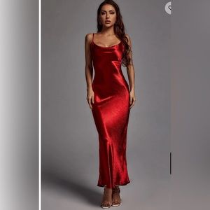 Red metallic maxi dress Size S NWT